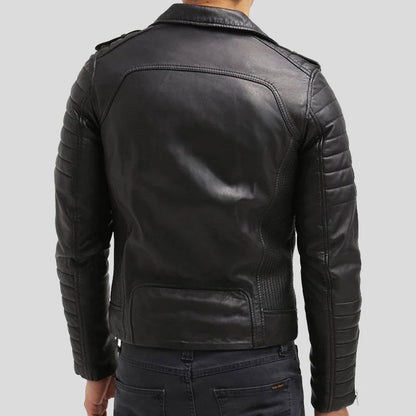 Mens Slim Fit Leather Biker Jacket