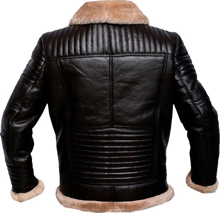 Men's Raf Brown Bomber Leather Jacket With Fur