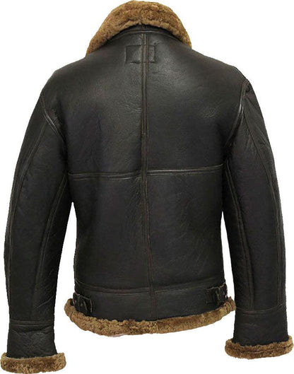 Men's Winter Aviator B3 Leather Jacket With Fur