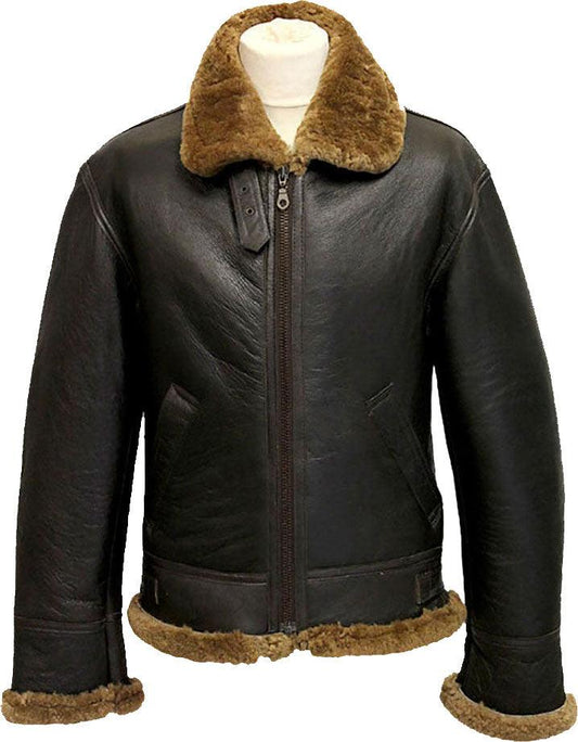 Men's Winter Aviator B3 Leather Jacket With Fur