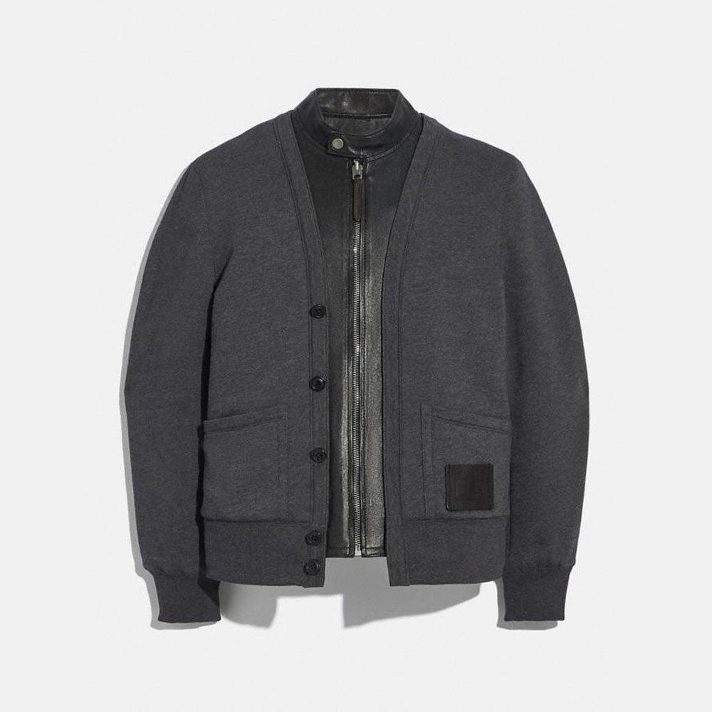Men's Black Lambskin Leather Double Detachable Jacket