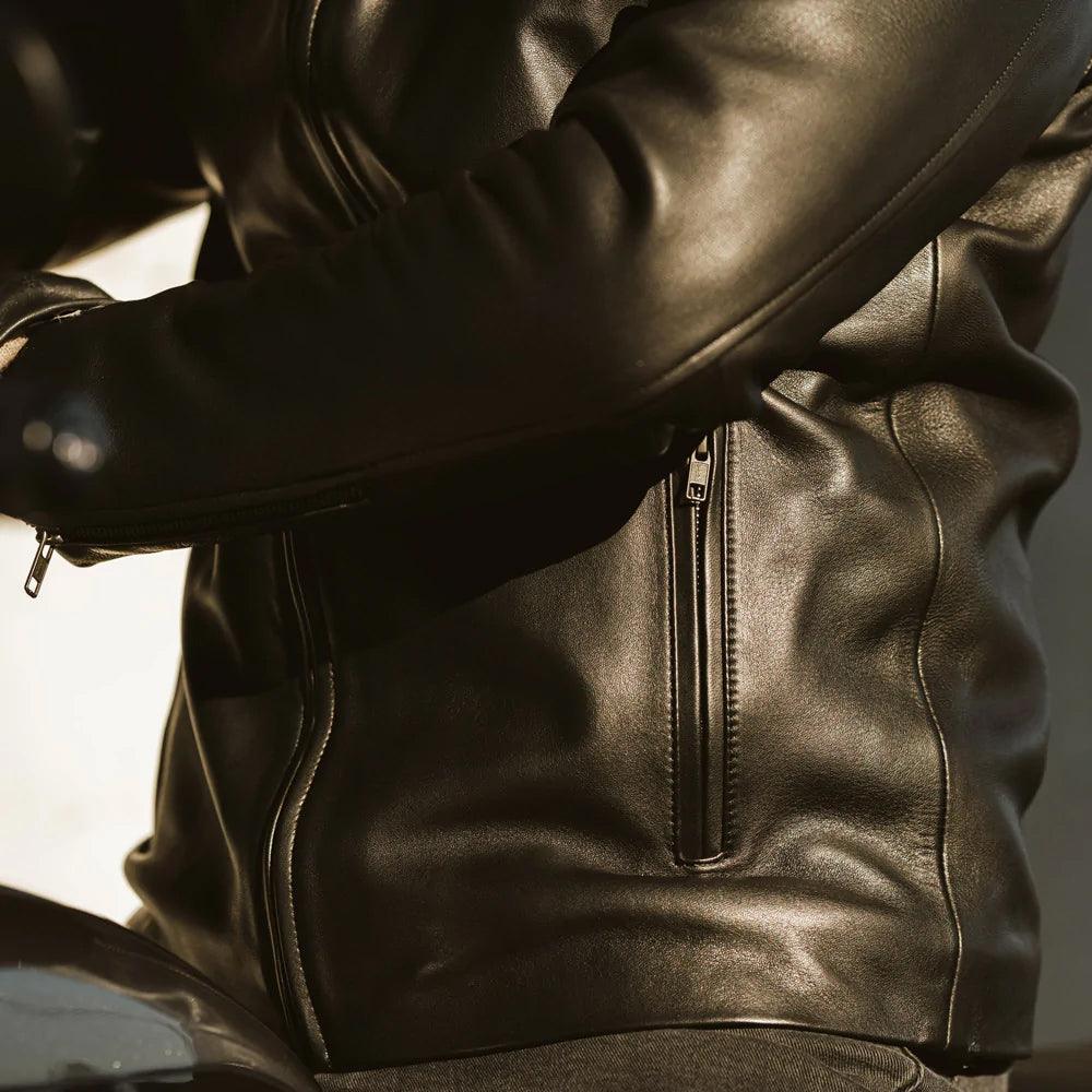 Men's Black Lambskin Leather Moto Riding Jacket