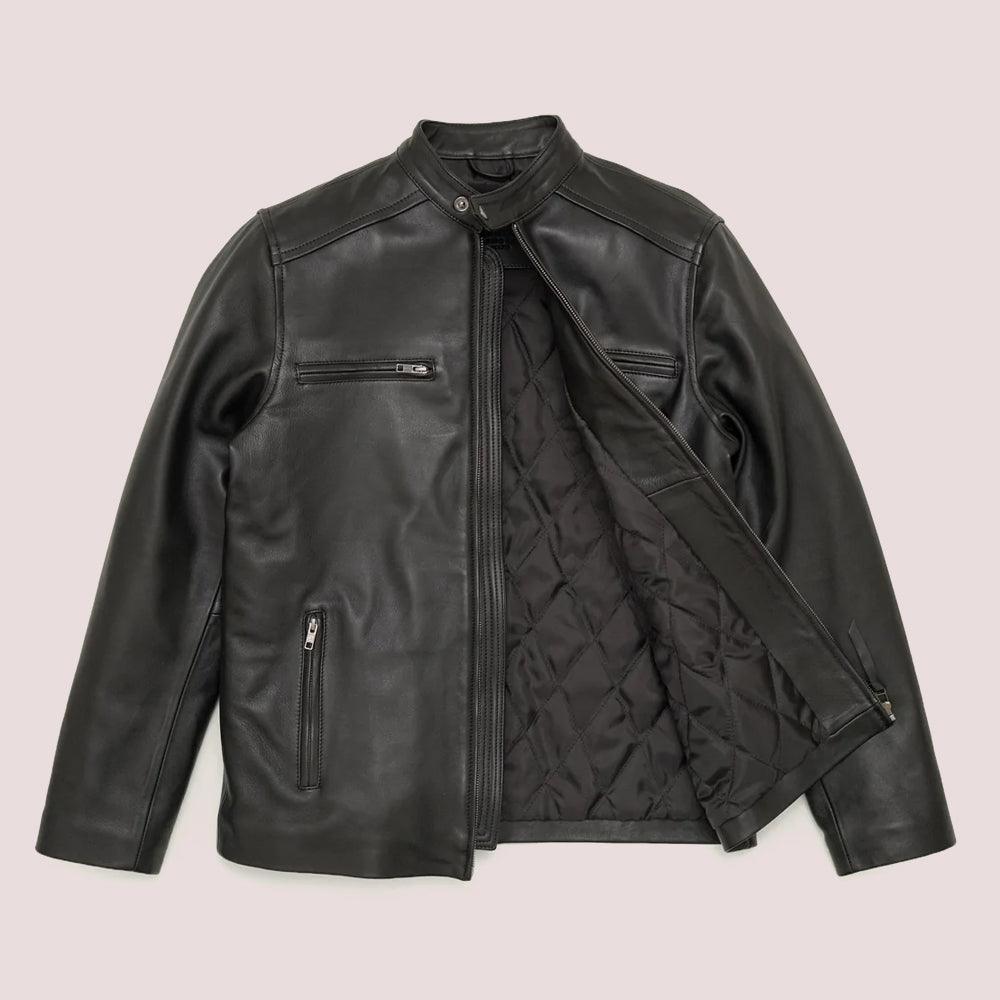 Men's Black Lambskin Leather Moto Riding Jacket