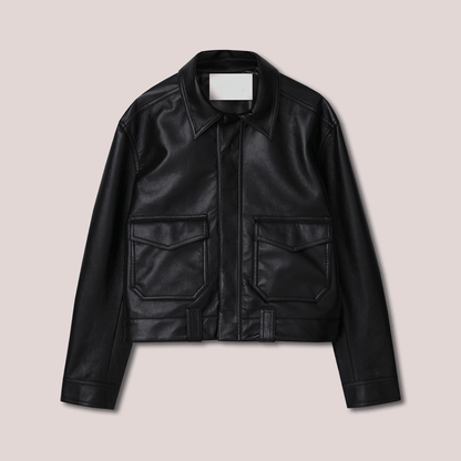 Men's Black Sheepskin Trucker Style Leather Jacket