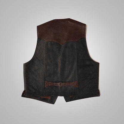 Mens Multi Color Brown Buffalo Leather Vest