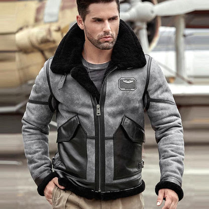 Men's Sheepskin RAF Airforce Pilot Shearling Aviator Leather Jacket