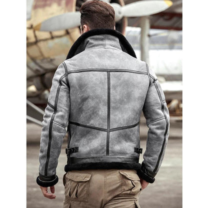 Men's Sheepskin RAF Airforce Pilot Shearling Aviator Leather Jacket