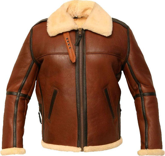 New Men’s Brown Distresses Flight Leather Jacket With Fur