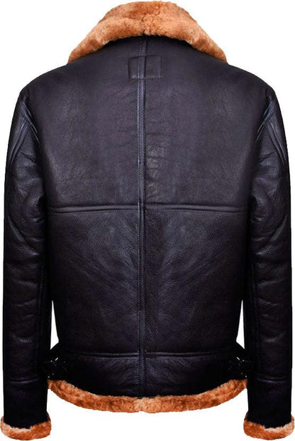New Mens Aviator Bomber Leather Jacket With Fur