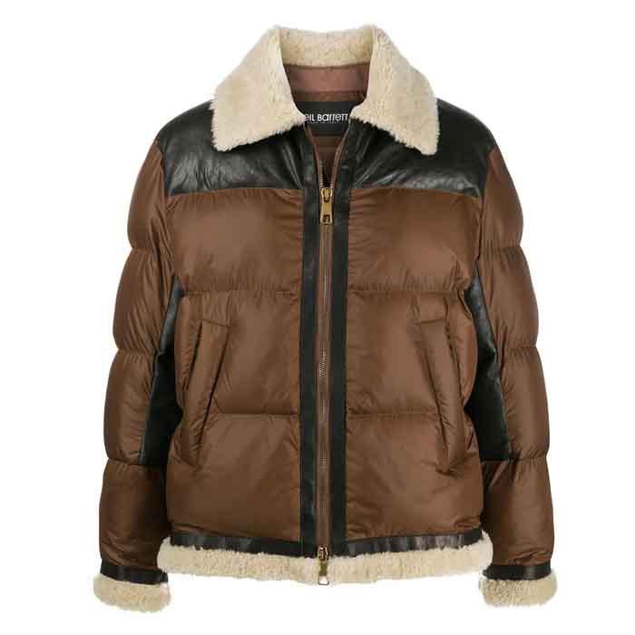 Front Full Zipped Puffer Leather Jacket For Men’s