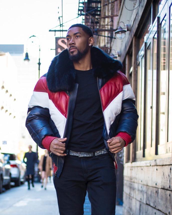 MEN'S MULTI COLOR RED/WHITE/BLUE V BOMBER JACKET