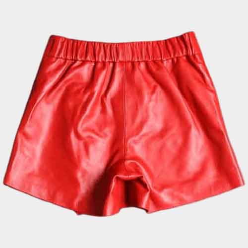 Womens Genuine Leather Short in Red