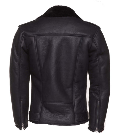 Men's Black on Black Shearling Biker Jacket