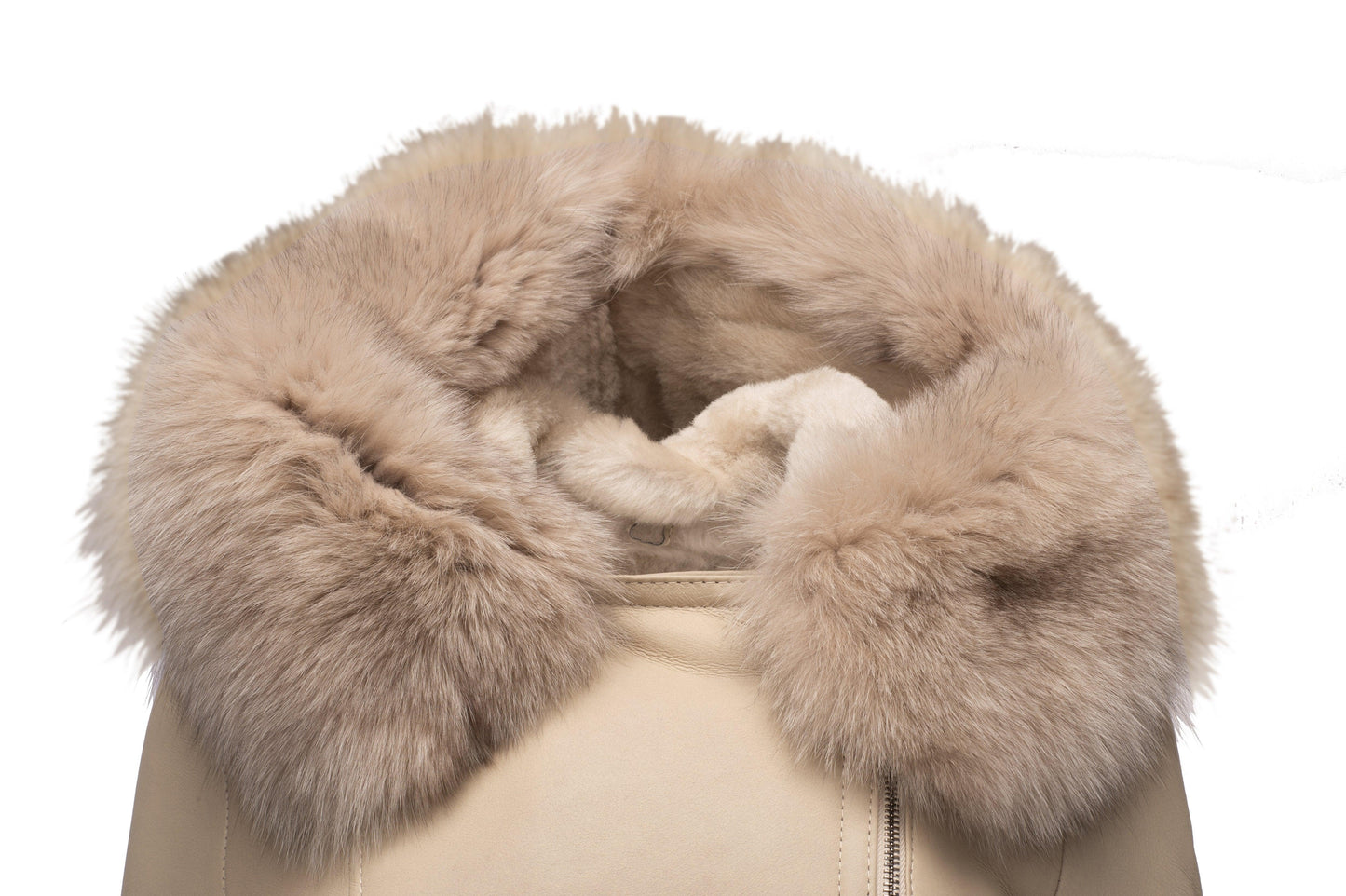 Gracie's Hooded Shearling Sheepskin fox fur Jacket