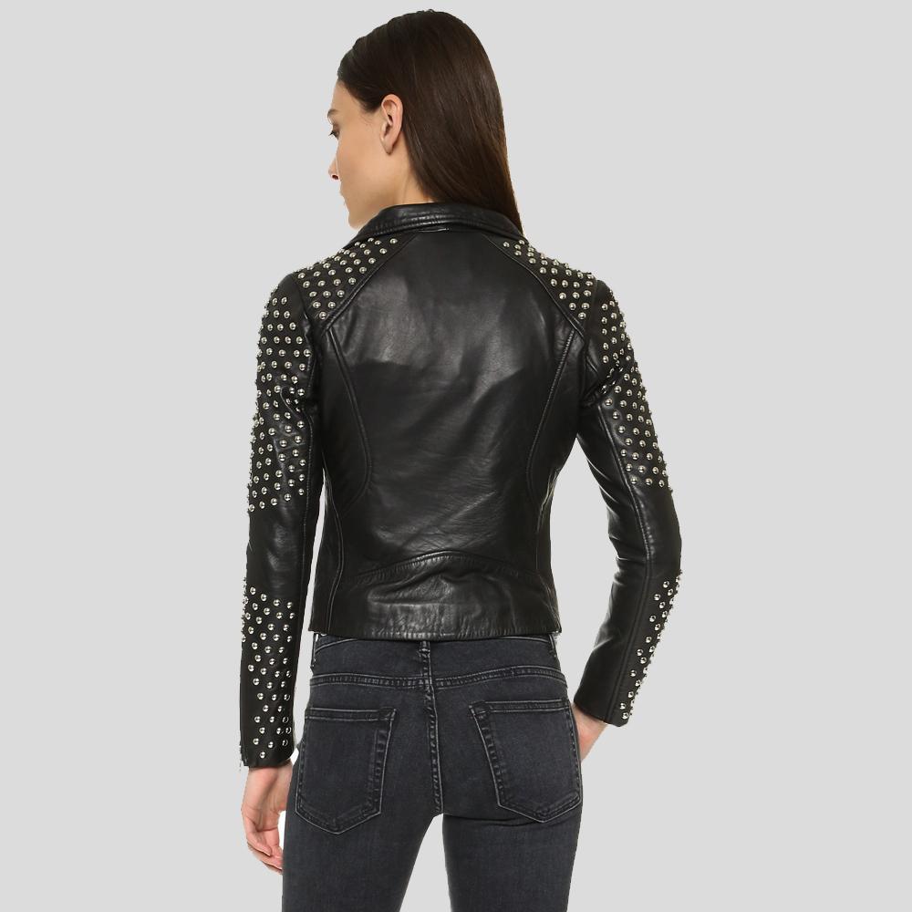 Taliyah Black Studded Leather Jacket