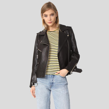 Whitley Black Biker Leather Jacket