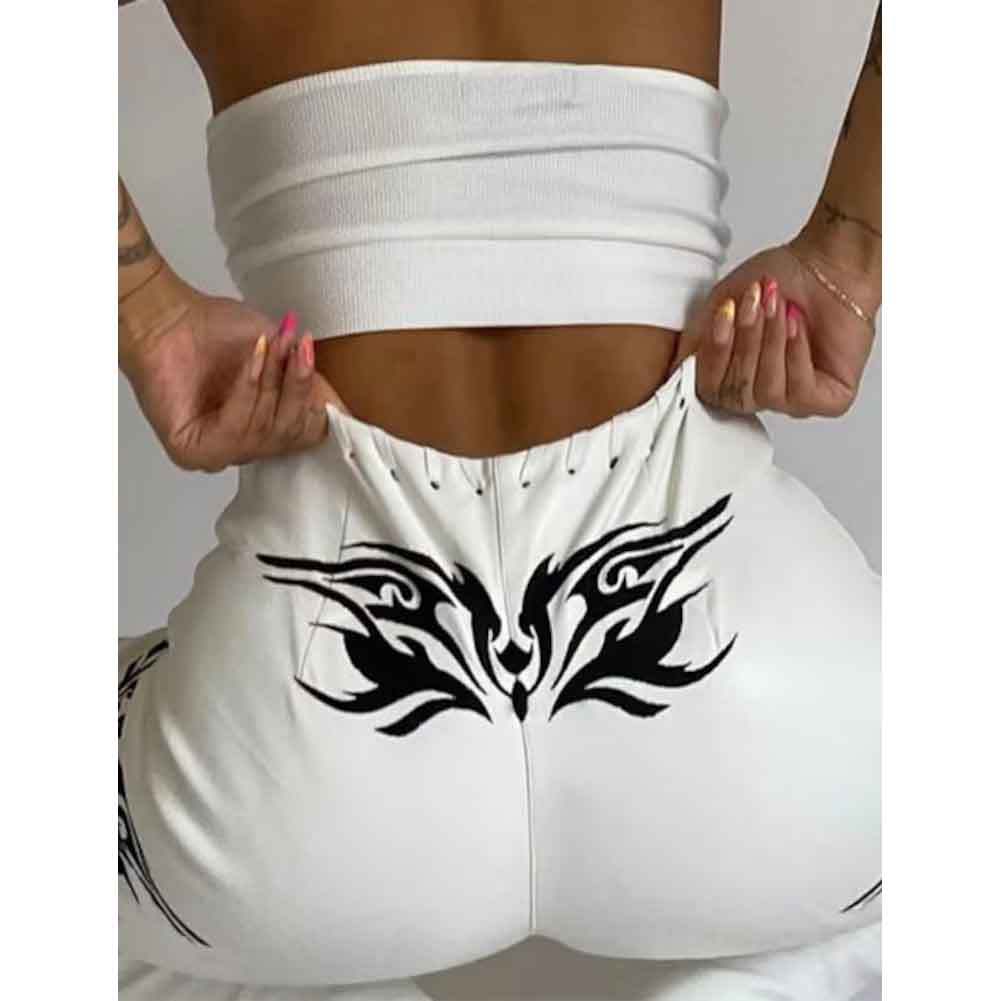 Women White Leather Streetwear Goth Pants