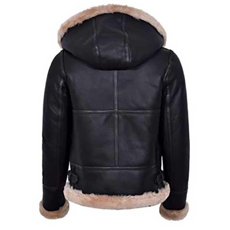 Aviator Hooded Flying Leather Jacket For Women