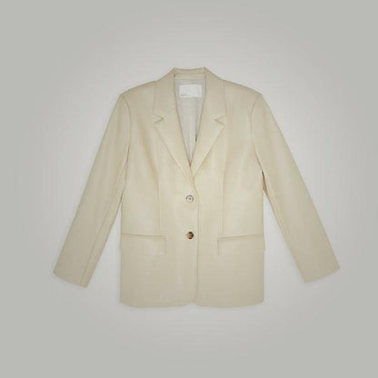 Women's Cream Goatskin Leather Blazer Coat