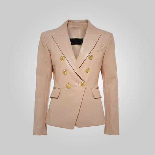 Women's Natural Brown Nappa Leather Blazer