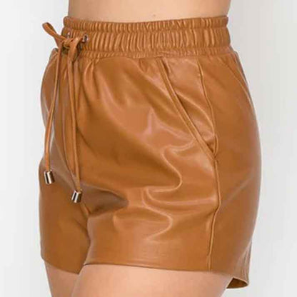 Best Leather Shorts Women In Camel