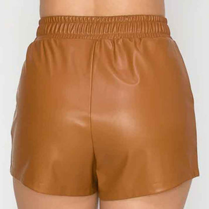 Best Leather Shorts Women In Camel