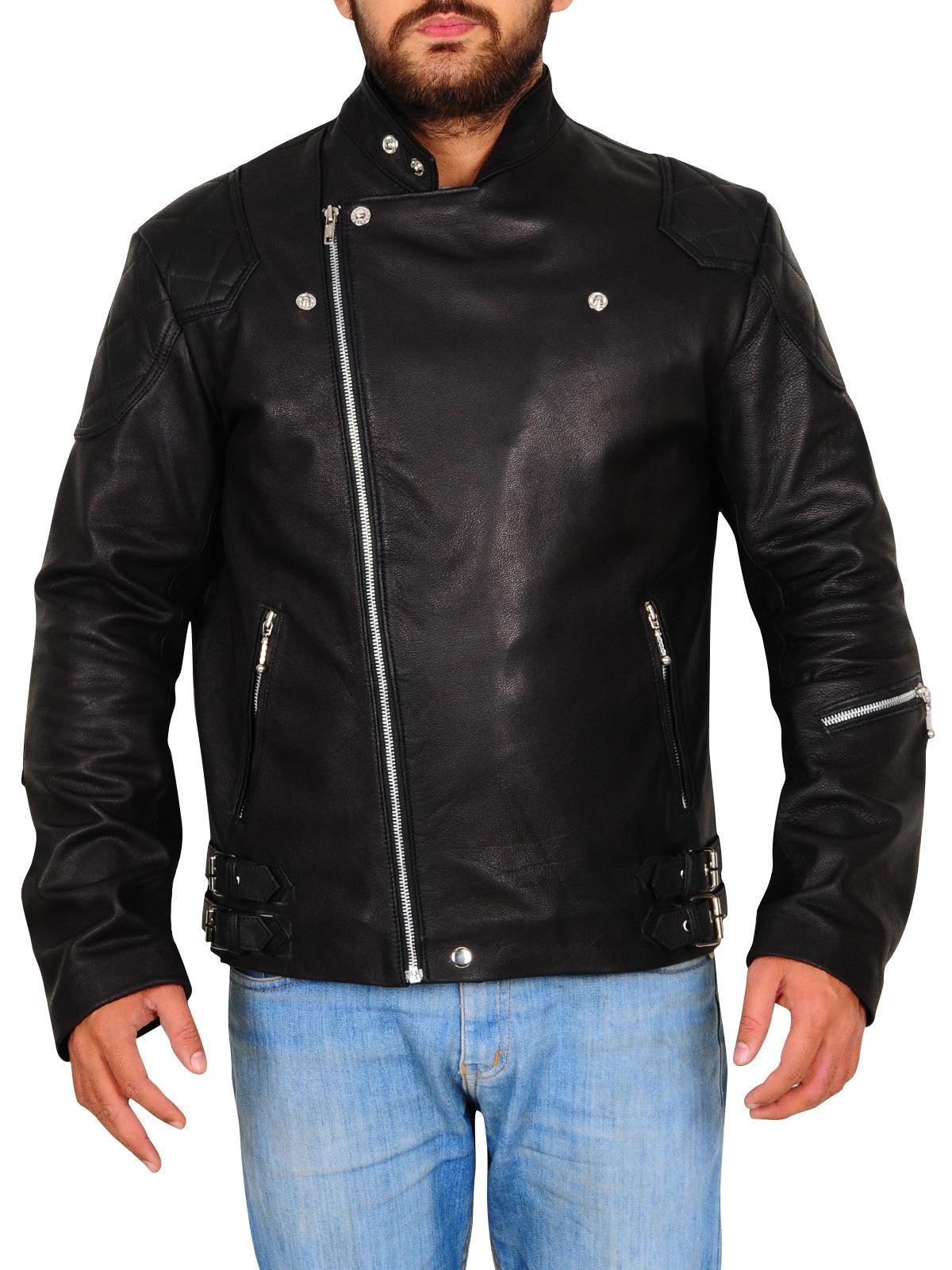 Men's Black Leather Biker Jacket