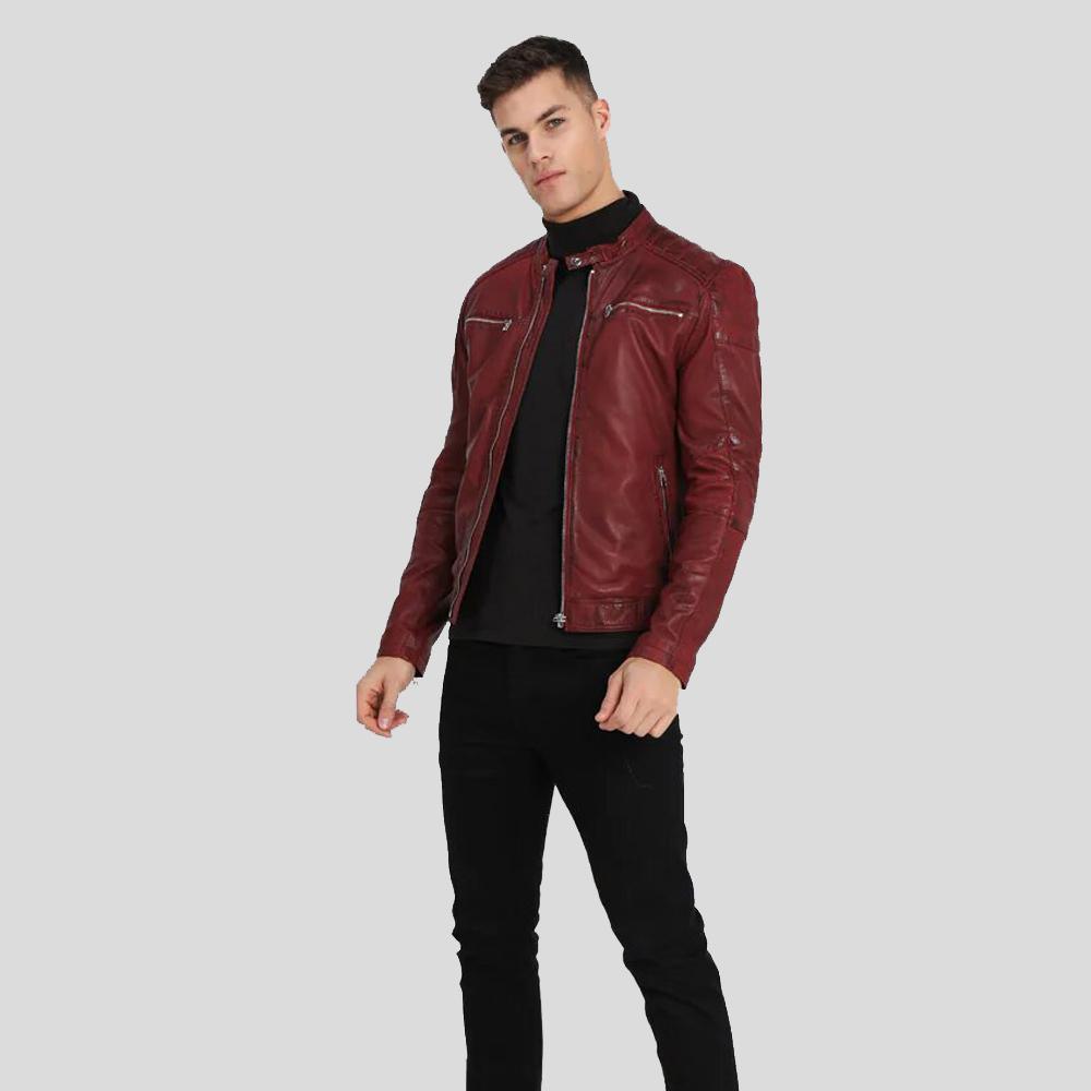 Men's Ben Red Biker Leather Jacket