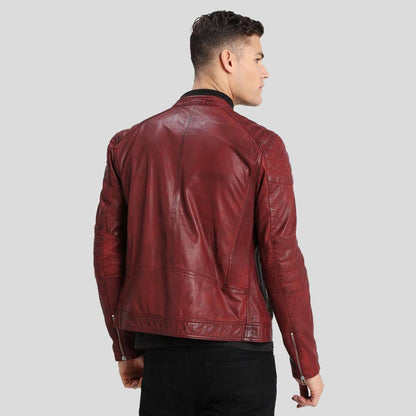 Men's Ben Red Biker Leather Jacket
