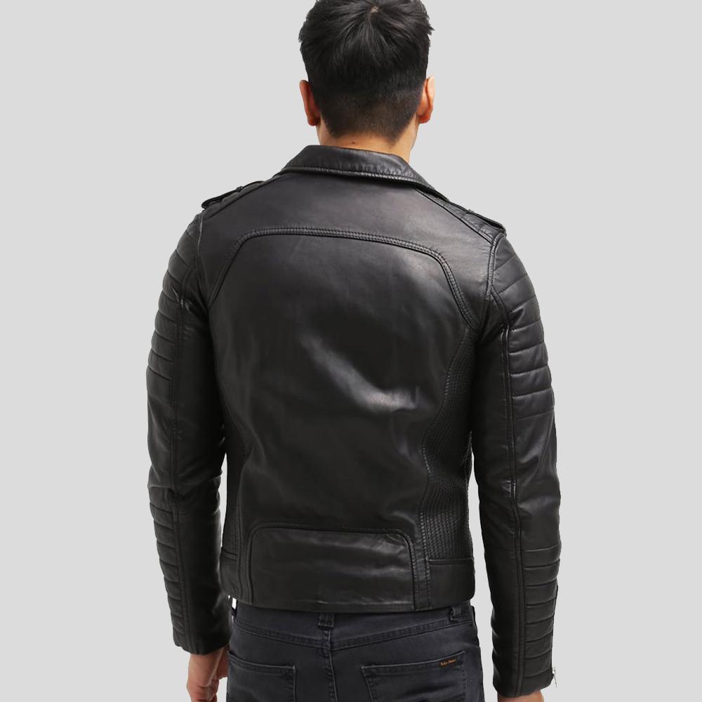 Men's Cain Black Slim Fit Biker Leather Jacket