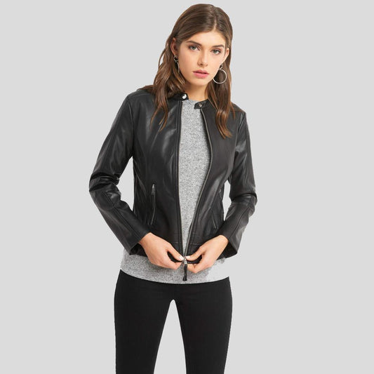 Cora Black Biker Leather Jacket