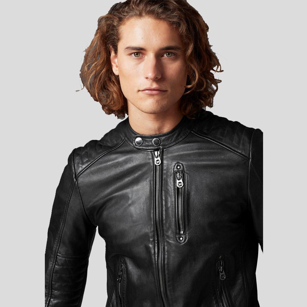 Men's Jake Black Slim Fit Biker Leather Jacket