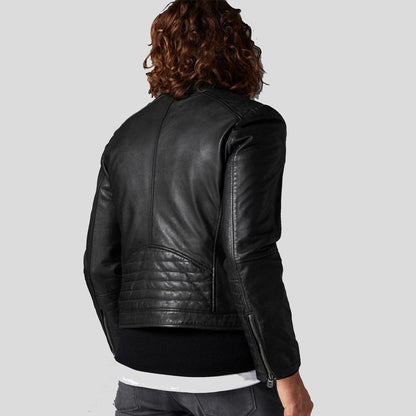 Men's Jake Black Slim Fit Biker Leather Jacket