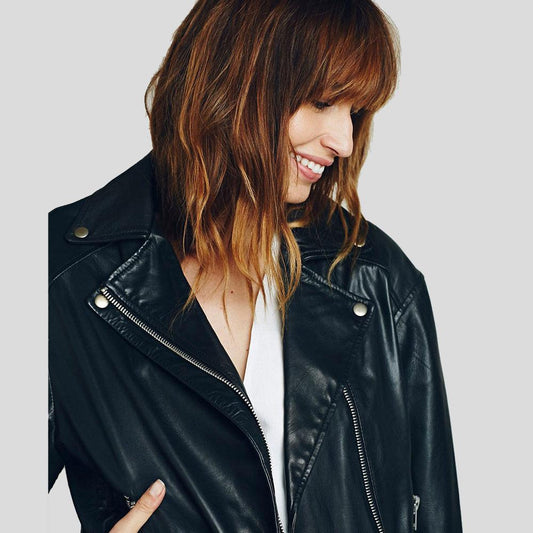 Lucia Black Biker Leather Jacket