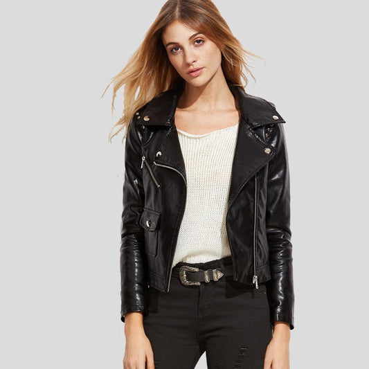 Scarlett Black Biker Leather Jacket