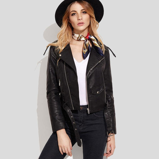 Sienna Black Biker Leather Jacket