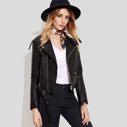 Sienna Black Biker Leather Jacket