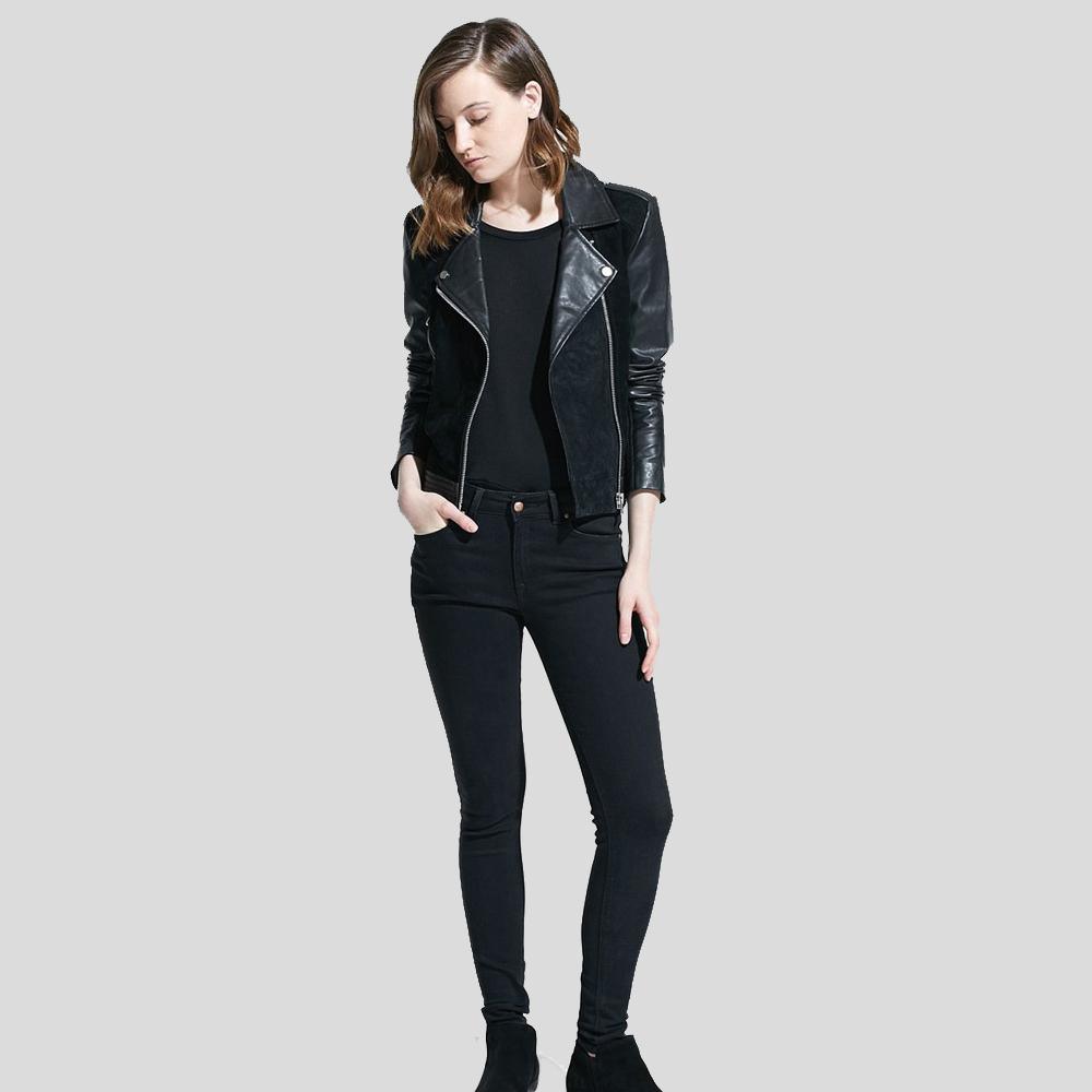 Mia Black Biker Leather Jacket