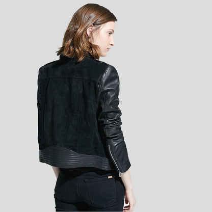 Mia Black Biker Leather Jacket