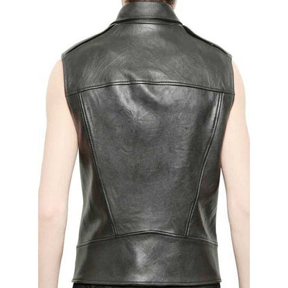 Premium Men’s Black Leather Biker Vest