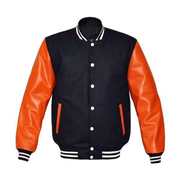 Black And Orange Varsity Jacket