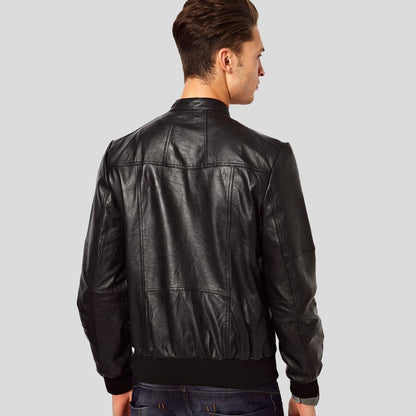 Men's Reggie Black Bomber Leather Jacket