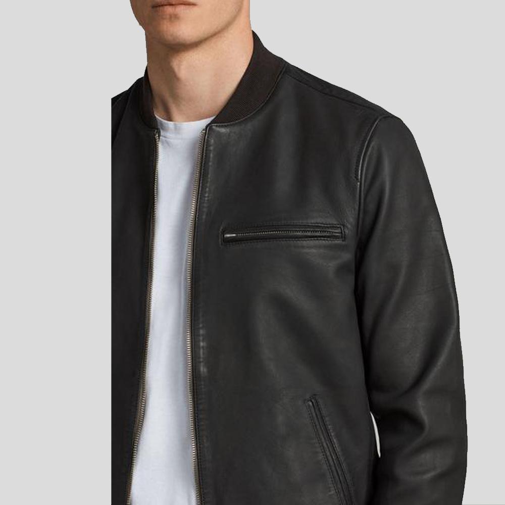 Men's Wilt Black Bomber Leather Jacket