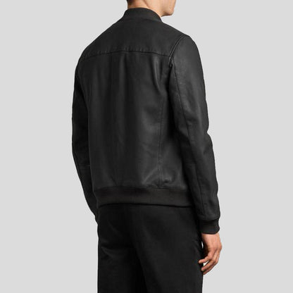 Men's Wilt Black Bomber Leather Jacket