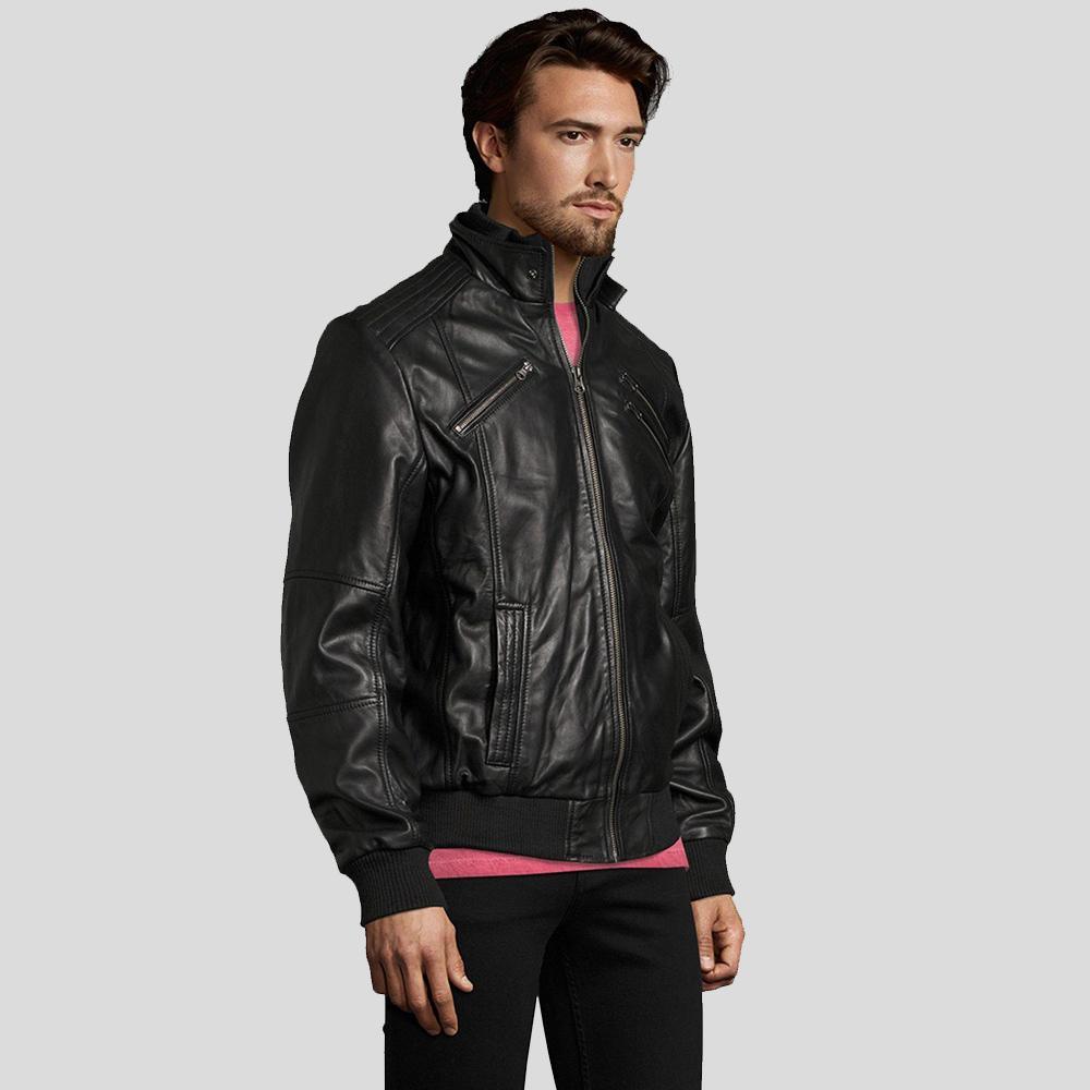 Men's Mike Black Bomber Leather Jacket
