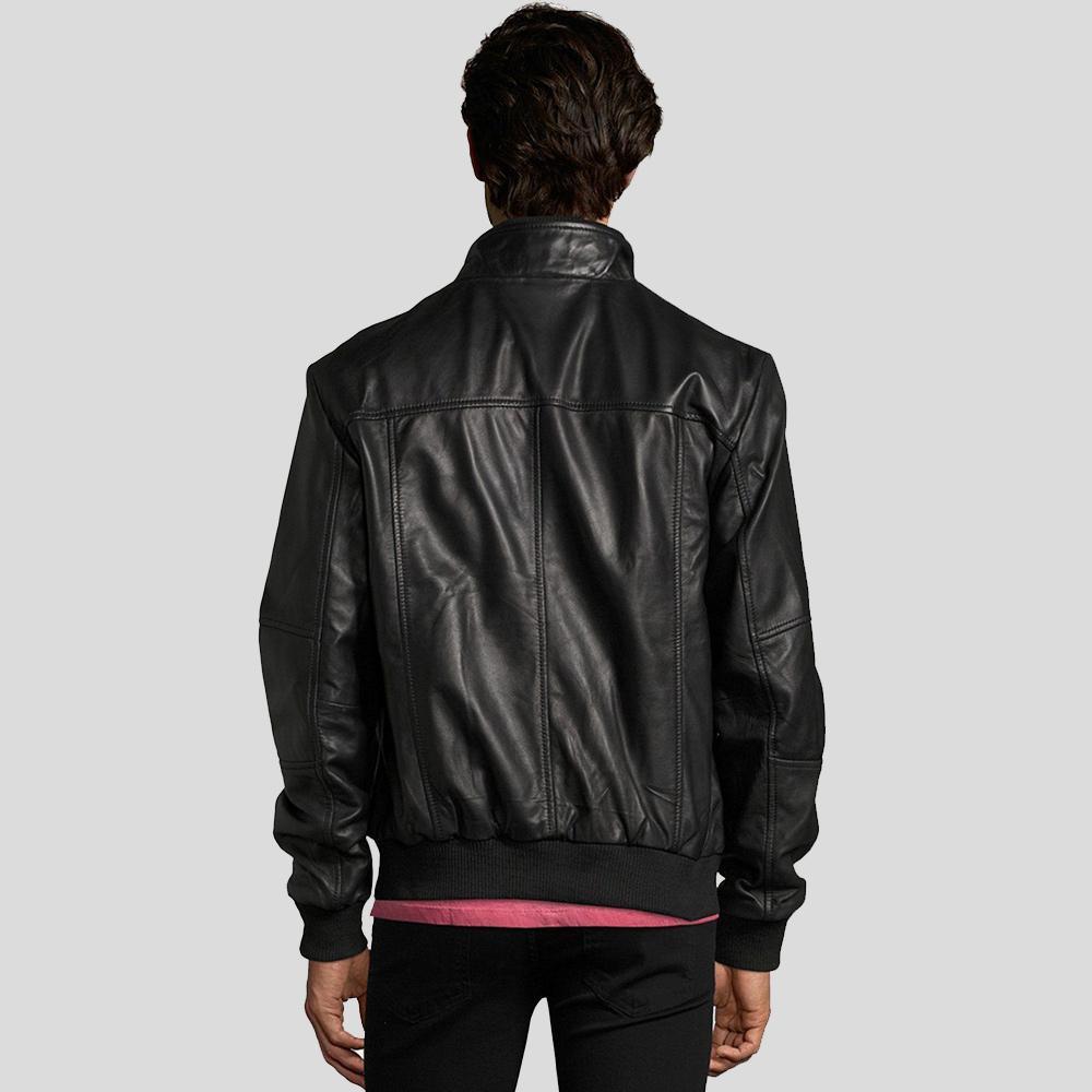 Men's Mike Black Bomber Leather Jacket