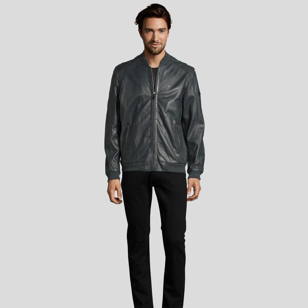 Men's Noch Black Bomber Leather Jacket