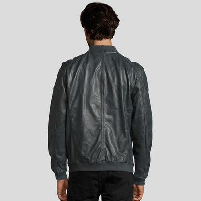 Men's Noch Black Bomber Leather Jacket