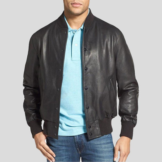 Men's Rico Black Bomber Leather Jacket