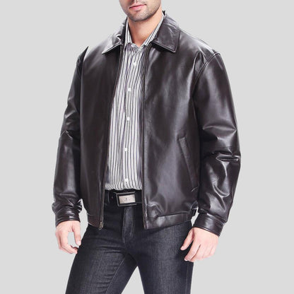 Men's Shaw Black Bomber Leather Jacket